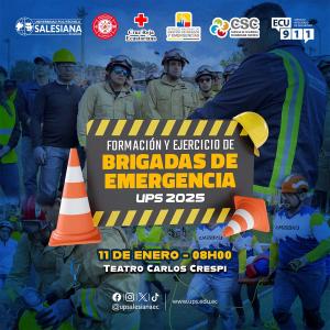 Afiche de Formación y ejercicio de brigadas de emergencia UPS 2025